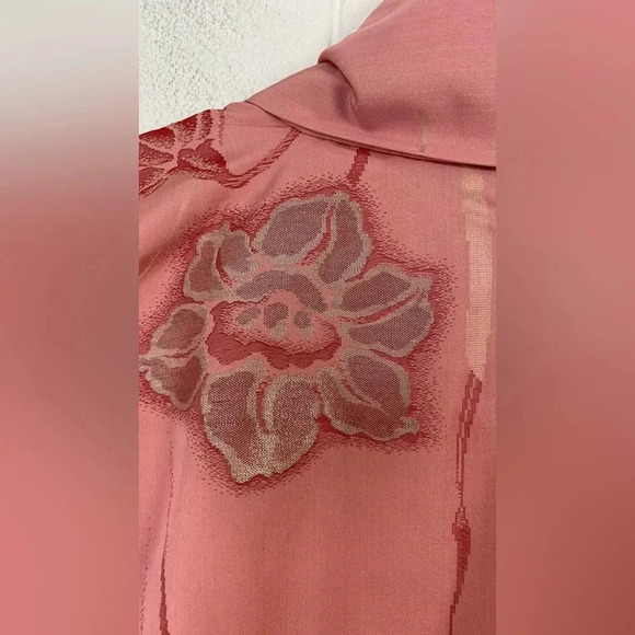 Kimono Japanese Vtg Silk Coats Jackets Haori Cardigan Pink Floral Long OS* - Picture 13 of 16